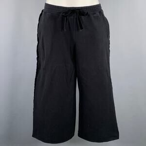 ALAIA Size M Black Cotton Blend Wide Leg Casual Crop Pants